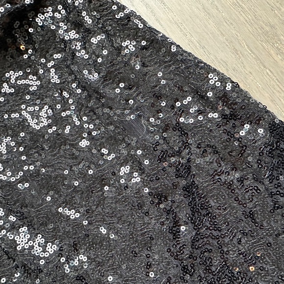 Ieena Mac Duggal Sequin Ruffled One Shoulder Gown Black Maxi Dress - Size 6 - Picture 11 of 14